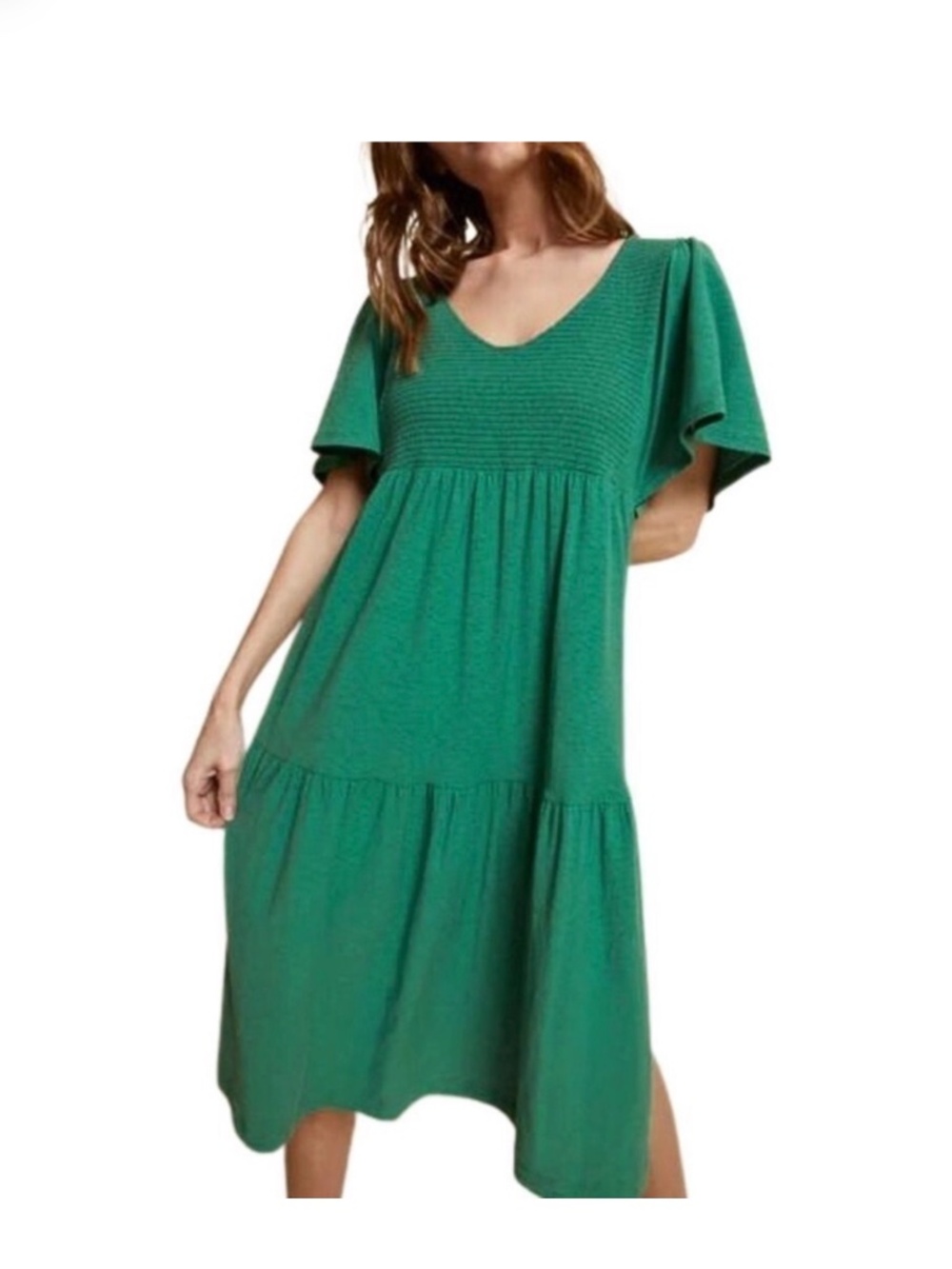 Nation LTD - Jacie Smocked Dress - Fern Green XS